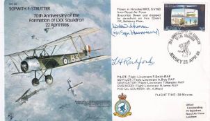 B5 Signed by L H Rochford WW 1 Pilot and W A Wilkinson Battle of Britain Pilot. 22 Apr 86 Jersey
