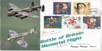 Battle of Britain Memorial Full set 5 Christmas FDC Signed L Munro and B Kent 617 Sqn. 27 October