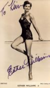 Esther Williams signed 6x4 inch black and white photo. Dedicated. Good condition. All autographs
