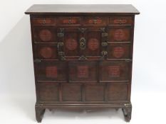A Korean marriage cabinet with cupboard & four dra