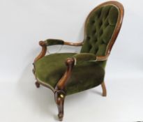 An early/mid 19thC. walnut framed button back salo