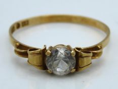 A Swedish 18ct gold solitaire ring set with possib