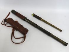 Two brass extending telescopes, one etched 'Woodco