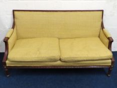 A Regency style three piece suite in mustard colou