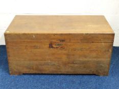 An oak zinc lined travel trunk with handles to sid