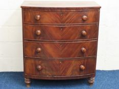A 19thC. mahogany veneer chest of drawers, 940mm w