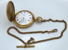 A Waltham top wind gold plated full hunter pocket