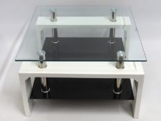 A contemporary two tone designer style glass toppe