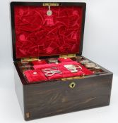 A 19thC. coromandel wood vanity set with upholster