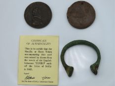 A Swiss '1582 Helvetia' coin, a Henry III of Franc
