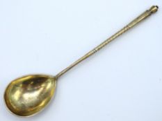 A Russian silver preserve spoon with gilded bowl b