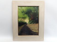 Charles Summers (b.1945), framed & glazed acrylic on paper titled 'Country Lane I', image size 510mm