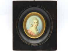A 19thC. continental portrait miniature watercolou
