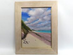 Charles Summers (b.1945), framed & glazed beach scene oil titled 'Bahamas Dunes', image size 600mm x