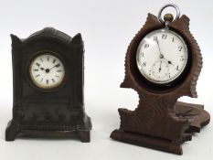 miniature cast metal mantle clock, possibly sales