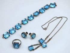 A four piece vintage silver dress set comprising b