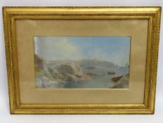 A gilt framed watercolour appearing to depict Plymouth Sound, monogrammed F.H.E & dated 1912, image
