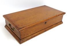 A oak box fitted with brass handles, 430mm wide x