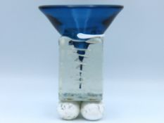 An art glass bowl with pedestal by Wendy Hooper, 1