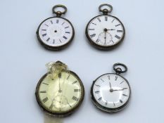 Four silver pocket watches, all a/f
