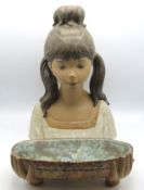 A large two piece figure of girl with planter, no.