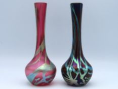 A pair of iridescent Okra vase with one box, 170mm