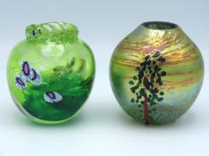 A Norman Stuart Clarke signed iridescent glass vas