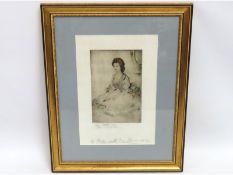 Peggy Sutton (1897-1923), coloured pencil sketch,