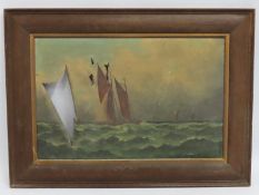 An oak framed indistinctly signed oil on canvas de