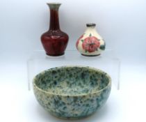 Two Cobridge stoneware vases & a marbled stoneware