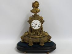 A French gilt clock with plinth, lacking dome & wi