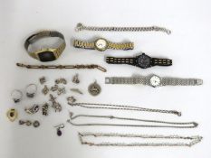 A small selection of costume jewellery & watches i