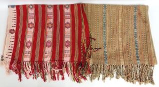 Two ethnic rugs/throws, one 2100mm x 1050mm & the