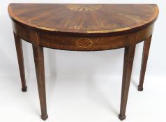 A George III demi lune table with rosewood veneer,