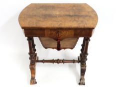 A Victorian walnut work table, 685mm tall x 595mm