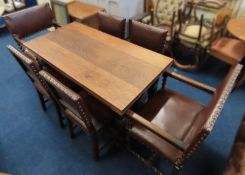 A 17thC. oak draw leaf table, top appears later replaced, bottom frame appears original, table exten