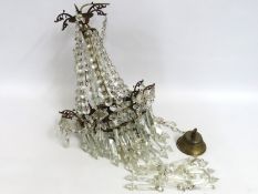A vintage crystal chandelier, numerous loose parts