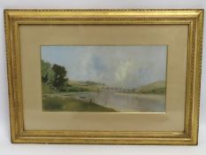 A gilt framed oil depicting St. Germans Viaduct, monogrammed F.H.E & dated 1912, image size 430mm x