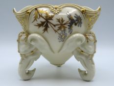 A Royal Worcester porcelain trefoil Indian elephan