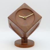 A 1960s teak Danish cube clock by Lysgaard Møbler, 240mm tall