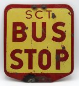 An SCT cast iron double sided Bus Stop sign, 255mm