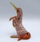 A Herend porcelain unicorn, no faults, 120mm tall