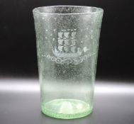 An 18thC. Stiegel style etched glass vase, 250mm t