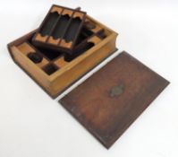 A 19thC. rosewood & boxwood book shaped writing bo