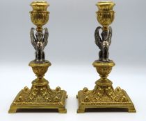 A good pair of 19thC. ormolu & white metal Egyptia