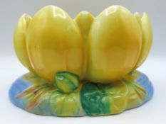 A yellow Clarice Cliff pottery no. 973 lily pad, n