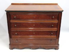 A good 19thC. Napoleon III rosewood & amboyna chest of four drawers with key, 990mm wide x 800mm hig