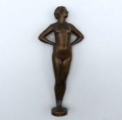 An art deco style bronzed spelter figure lacking p