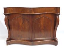 A 19thC. marble topped mahogany serpentine fronted