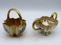 A gilded & hand painted Coalport porcelain quatref